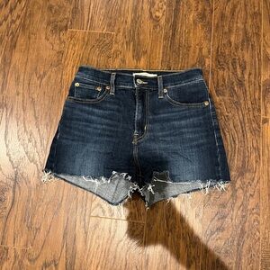 Levi's High Waisted Dark Blue Jean Shorts